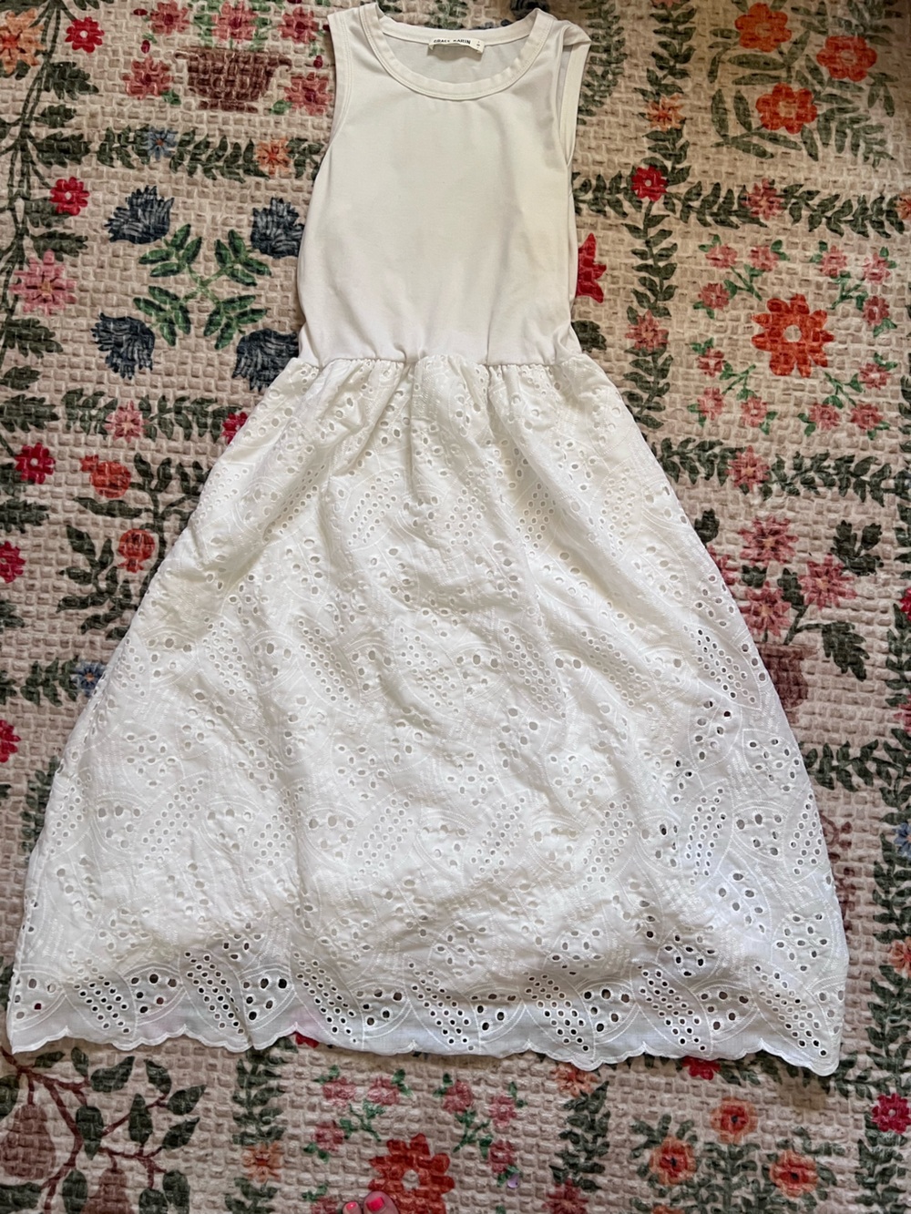 Grace Karin White Eyelet A-Line Midi Skirt